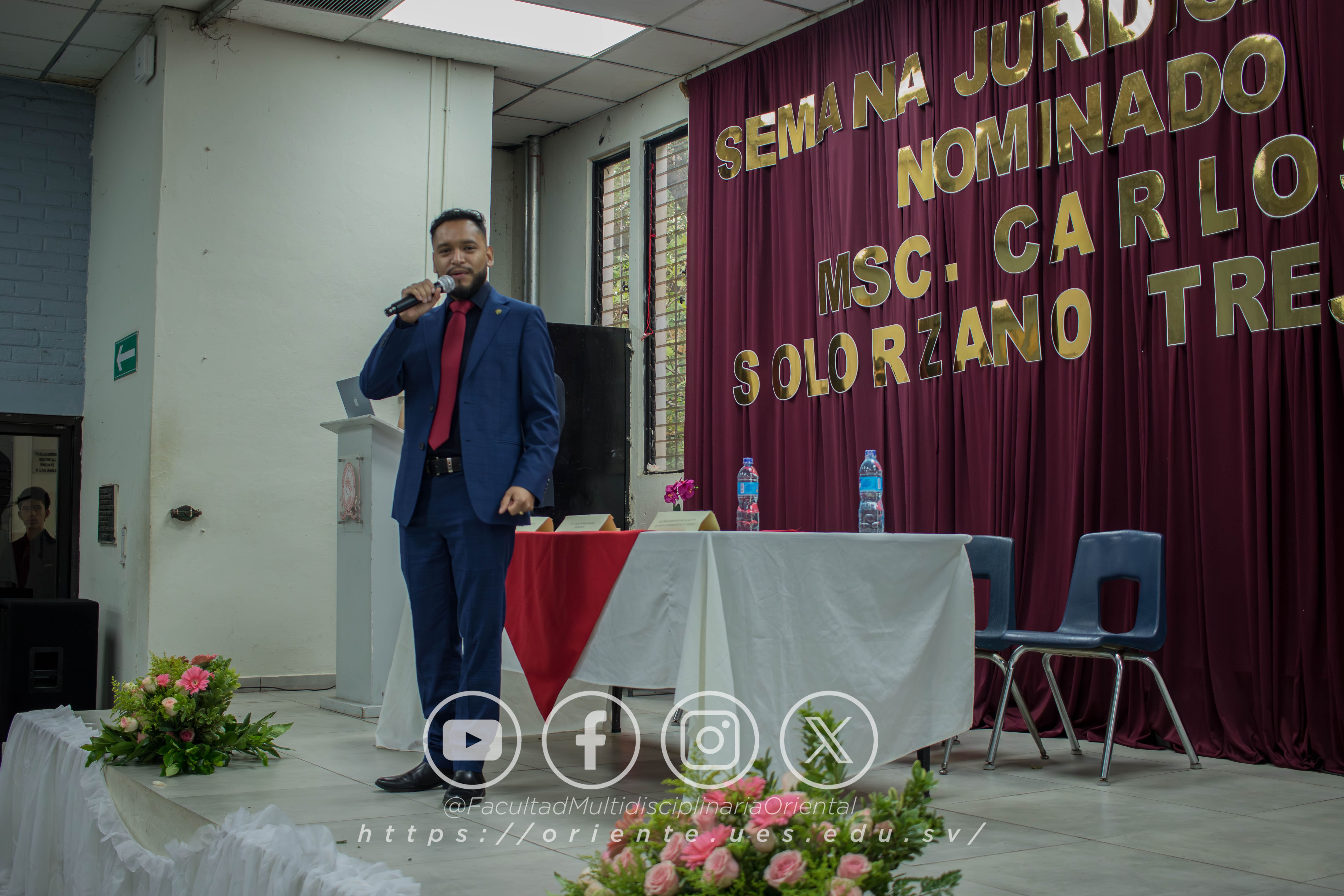 La Facultad Multidisciplinaria Oriental da inicio a la Semana Jurídica rindiendo merecido homenaje al MSc. Carlos Solórzano Trejo Gómez